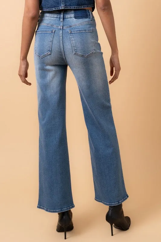 Ashley Medium Wash High Waisted Wide Leg Jeans