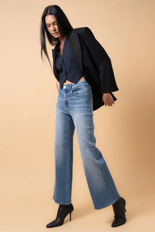 Ashley Medium Wash High Waisted Wide Leg Jeans