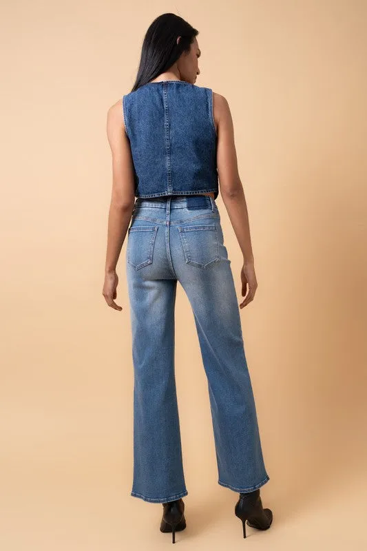 Ashley Medium Wash High Waisted Wide Leg Jeans