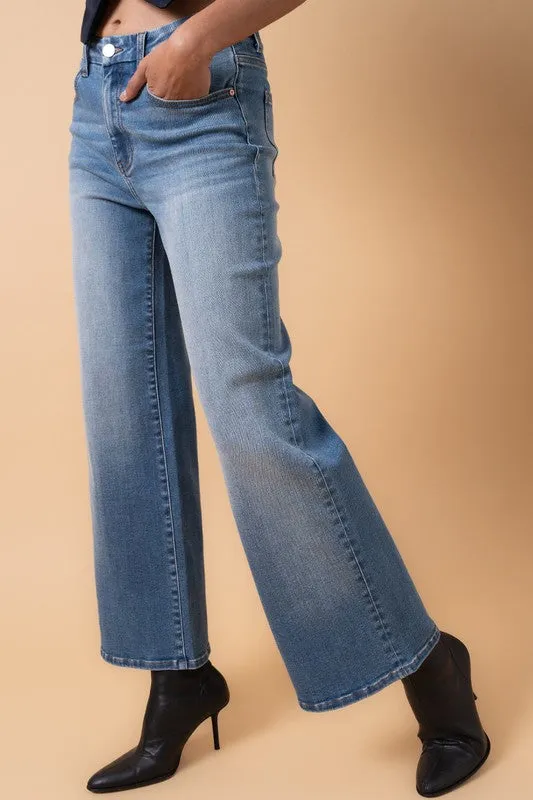 Ashley Medium Wash High Waisted Wide Leg Jeans