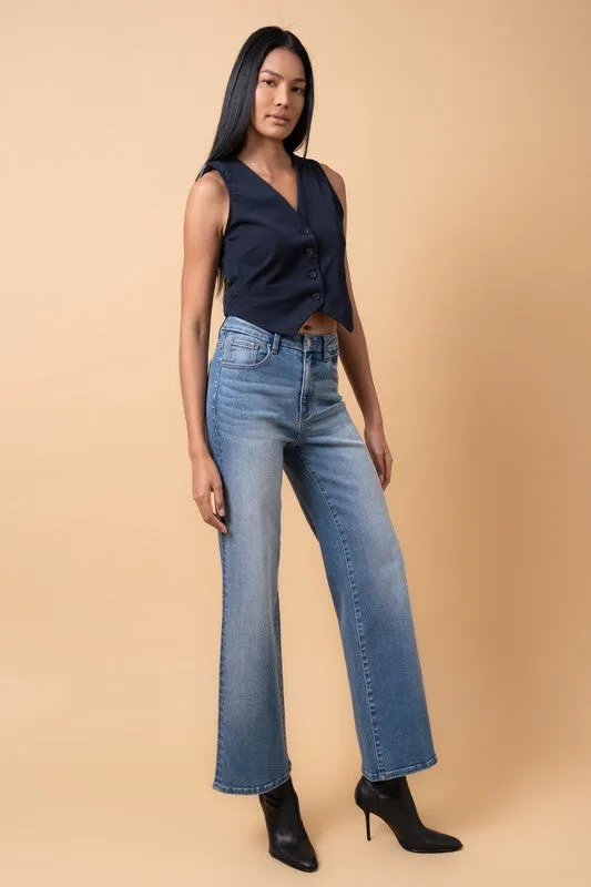 Ashley Medium Wash High Waisted Wide Leg Jeans