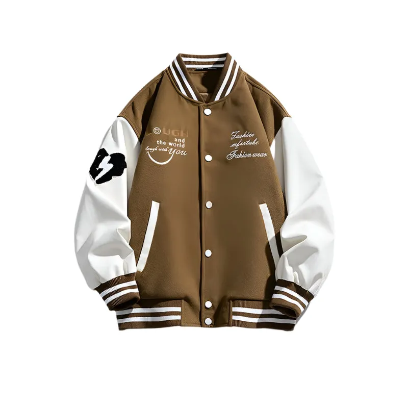 Black embroidery unisex matching baseball down jacket men's winter loose fit