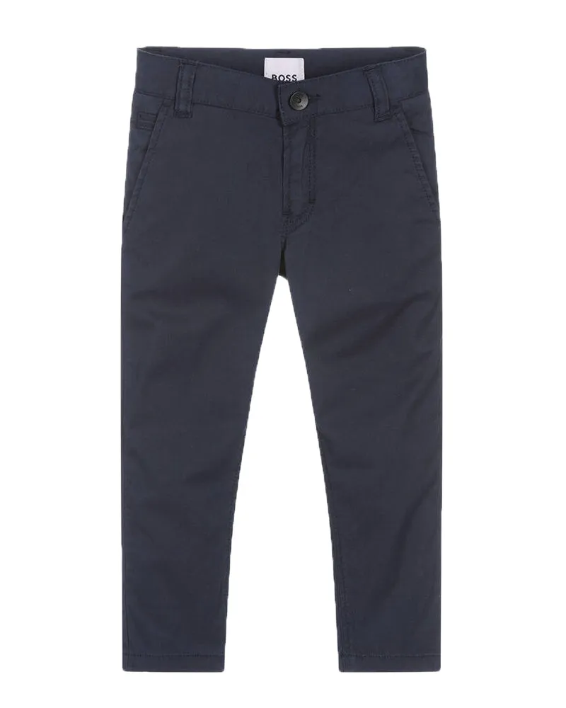 Boys Navy Cotton Twill Pants