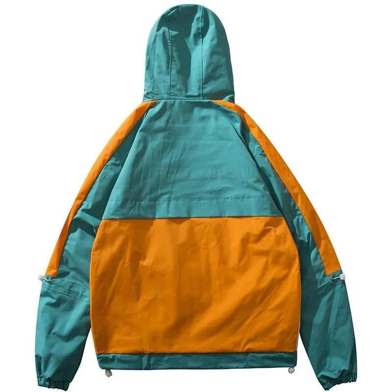 Color Block Hooded Track Jackets