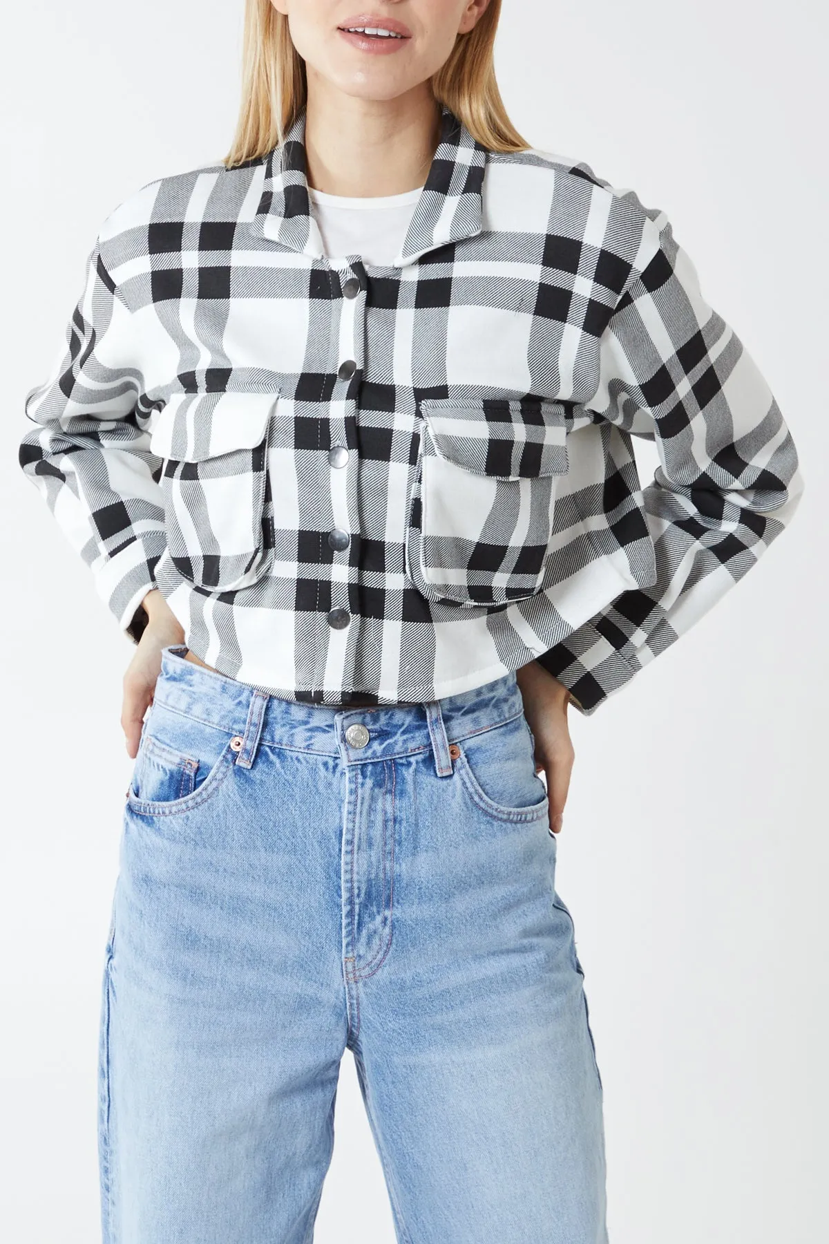 Crop Check Shacket