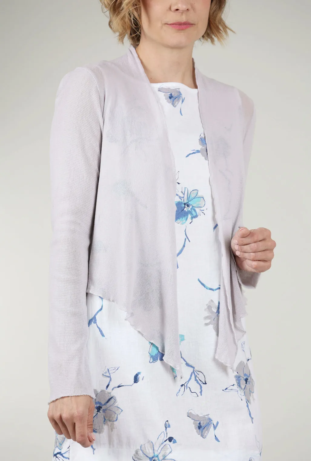 Cropped Tulle Cardie, Aluminum