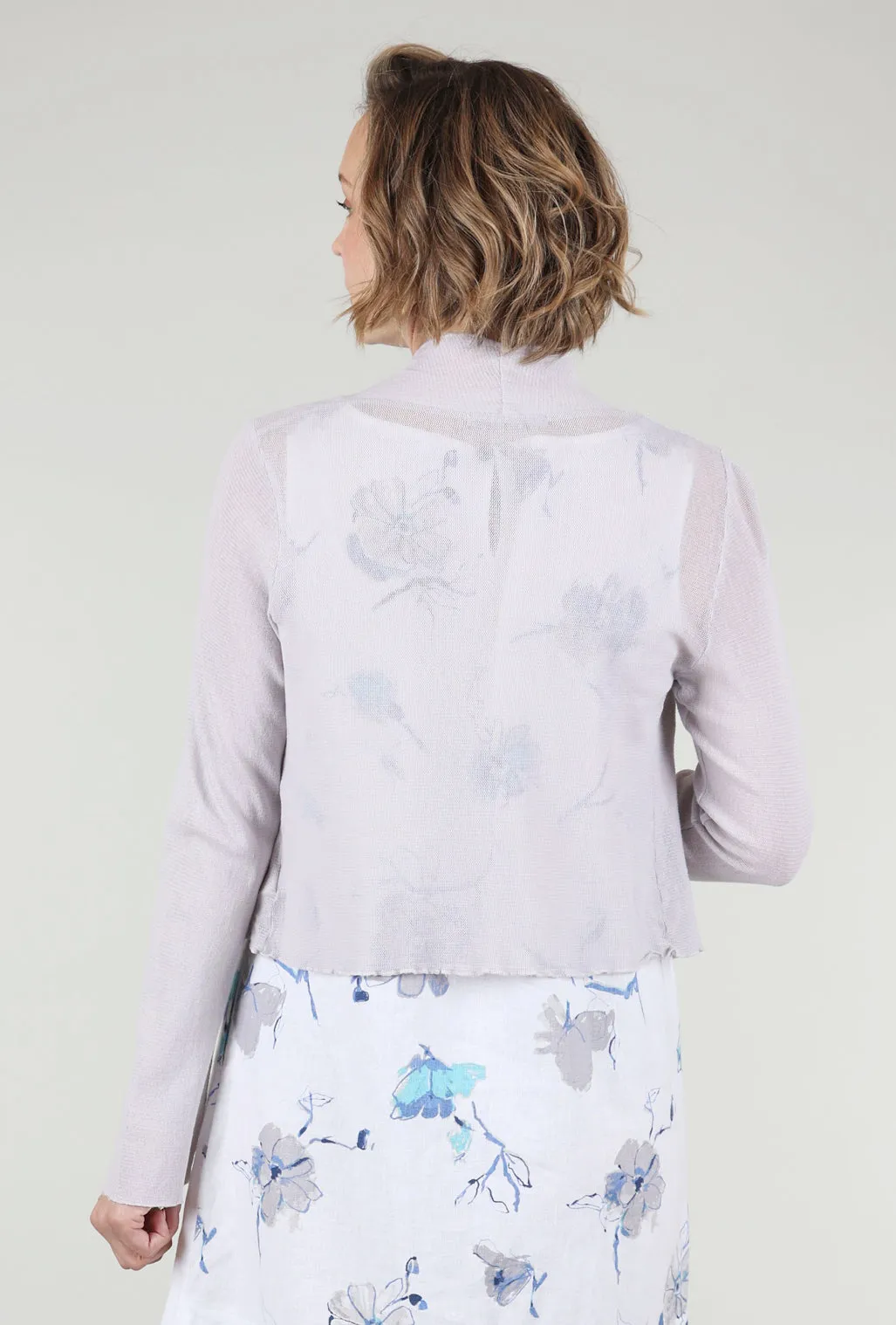 Cropped Tulle Cardie, Aluminum