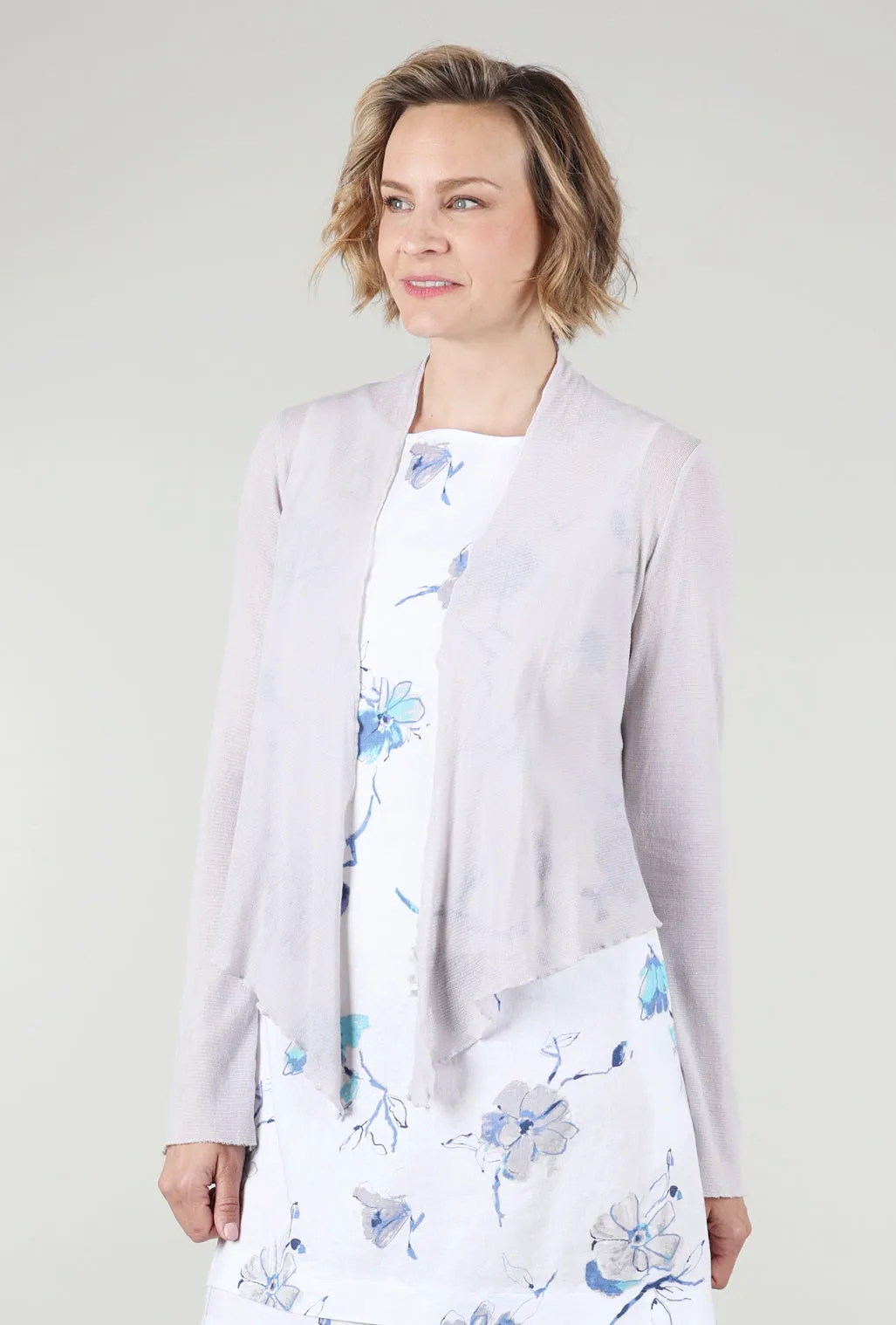 Cropped Tulle Cardie, Aluminum