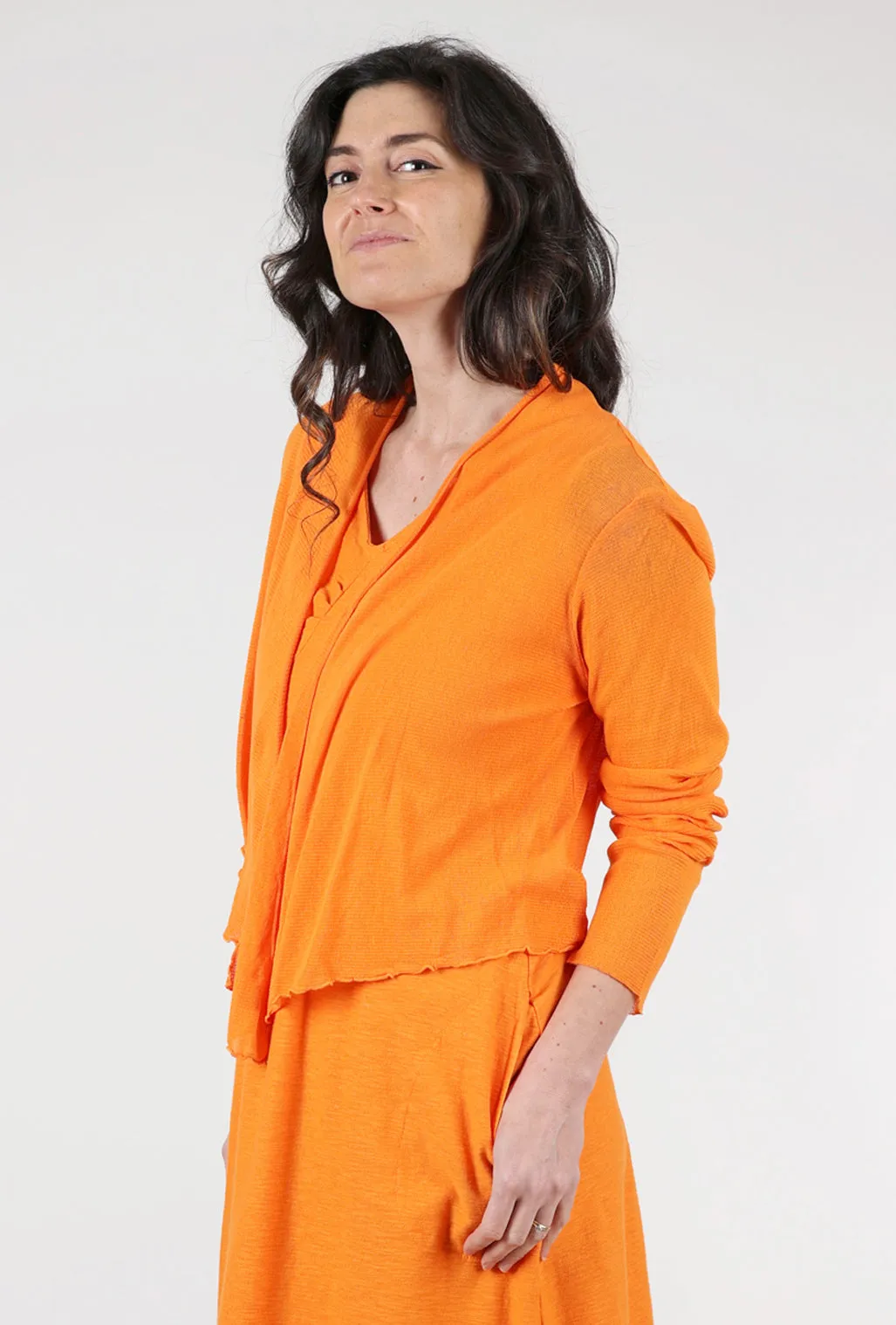 Cropped Tulle Cardie, Tangelo Orange