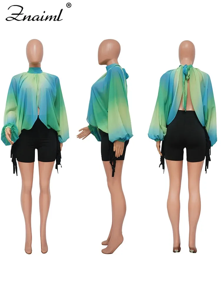 Elegant Summer Split Backless ColorSexy Blouse