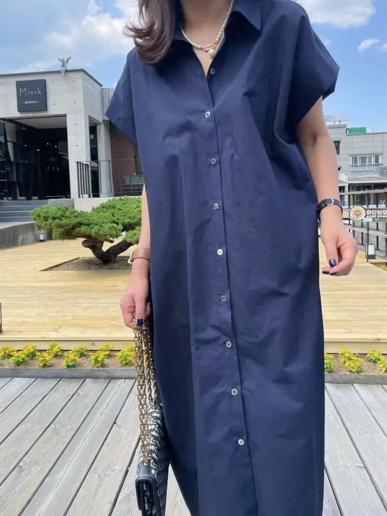 French Style Simple Long Shirt Dress
