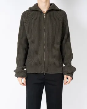 FW16 Khaki Knit Zip Cardigan
