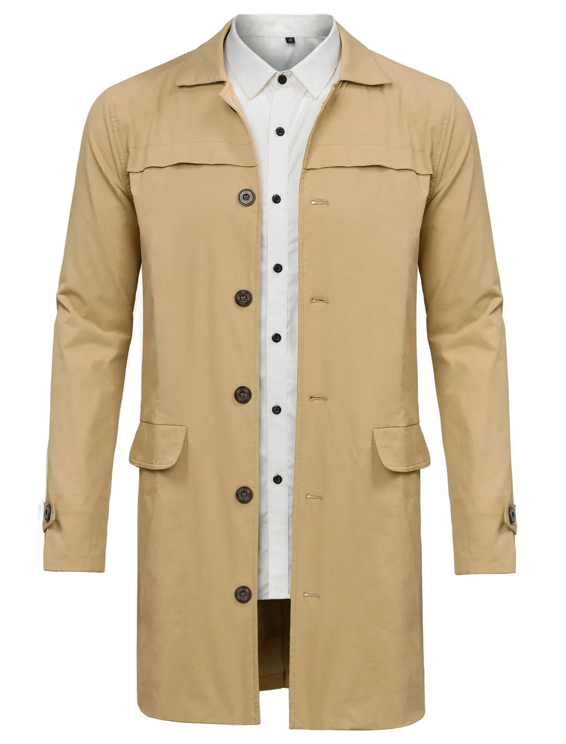 Lightweight Lapel Single Breasted Trench Overcoat