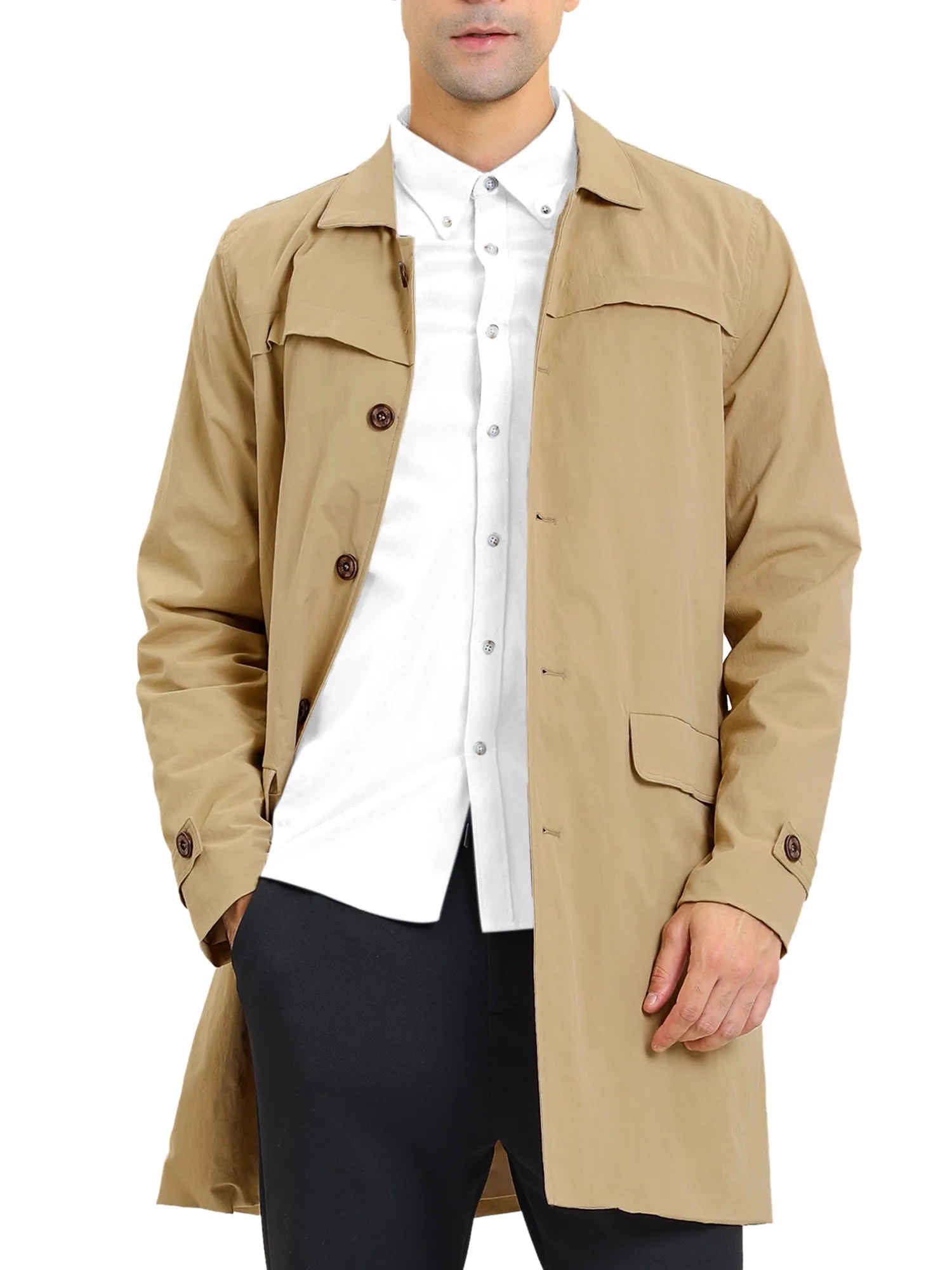 Lightweight Lapel Single Breasted Trench Overcoat