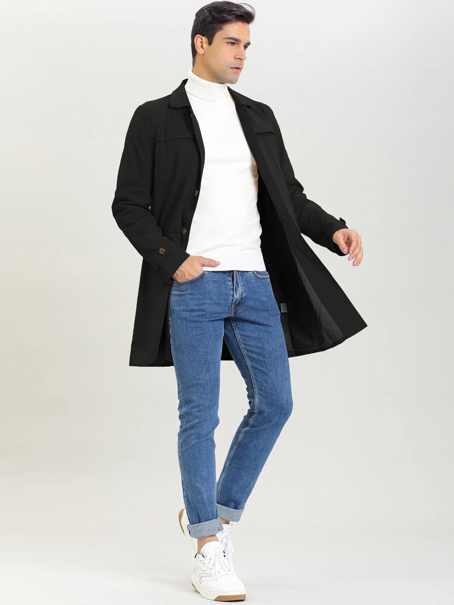 Lightweight Lapel Single Breasted Trench Overcoat