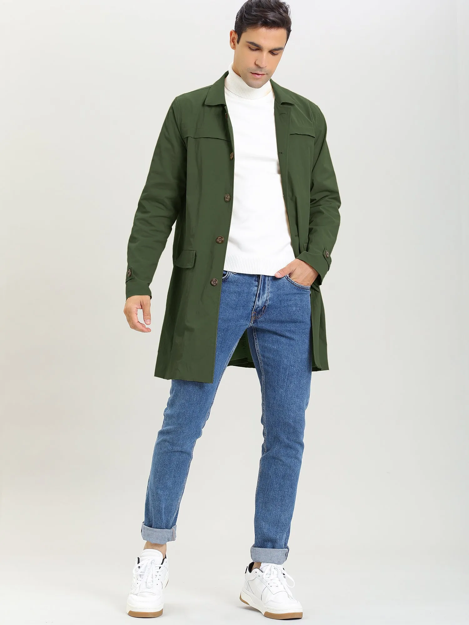 Lightweight Lapel Single Breasted Trench Overcoat