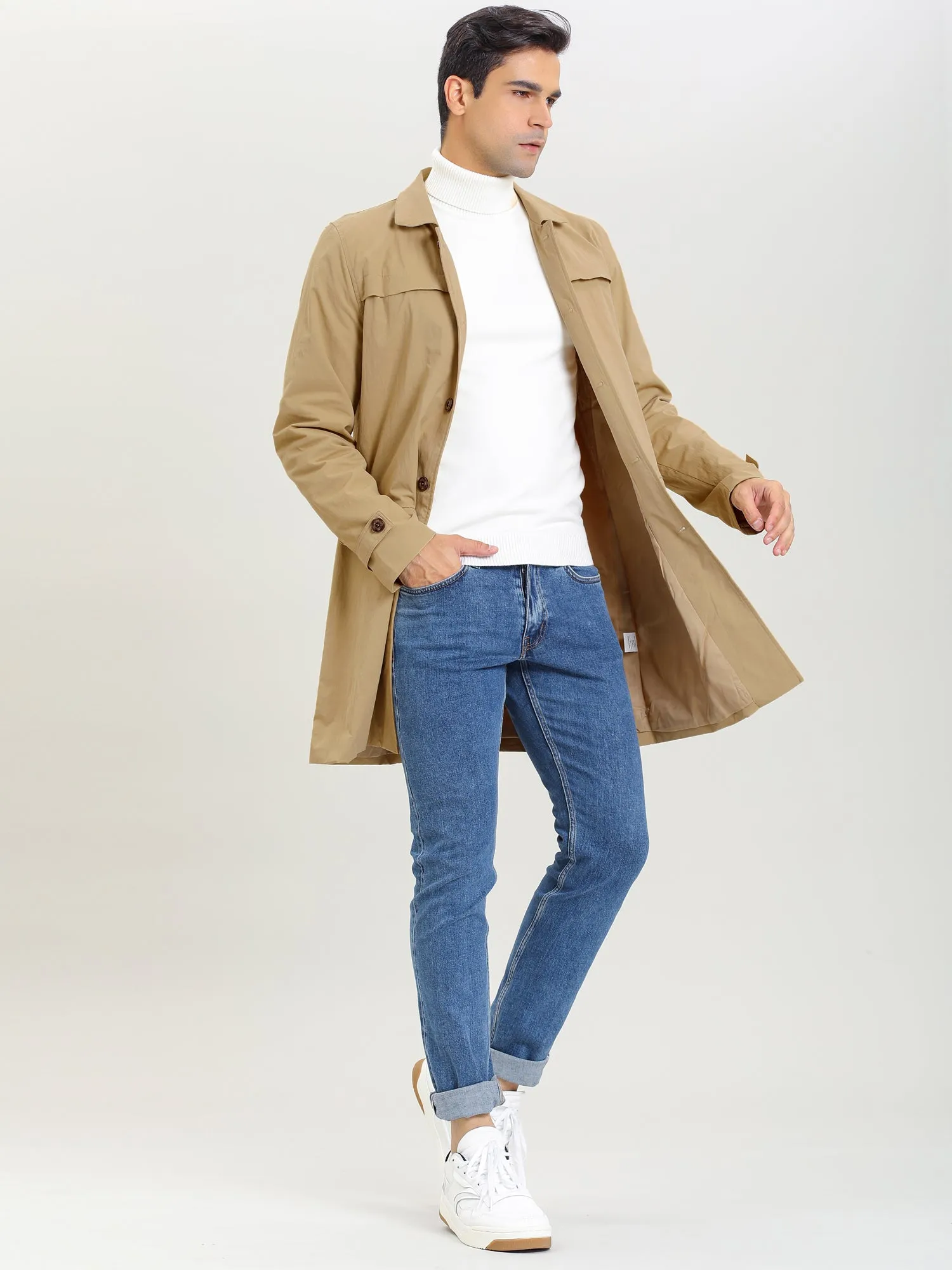 Lightweight Lapel Single Breasted Trench Overcoat