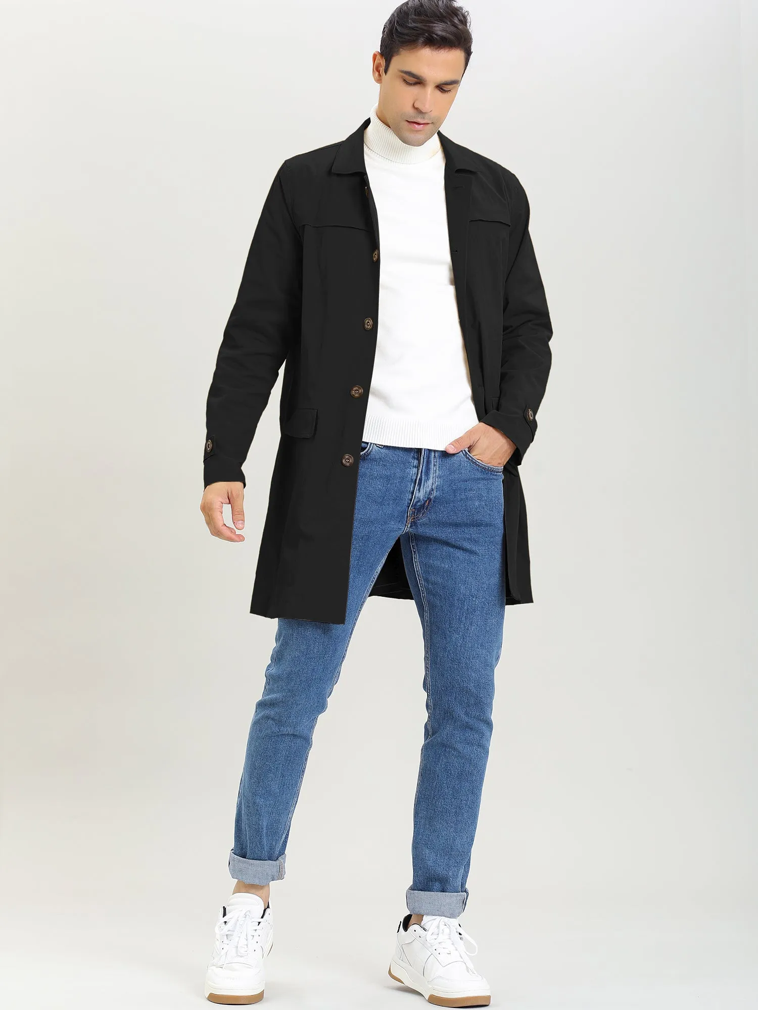 Lightweight Lapel Single Breasted Trench Overcoat