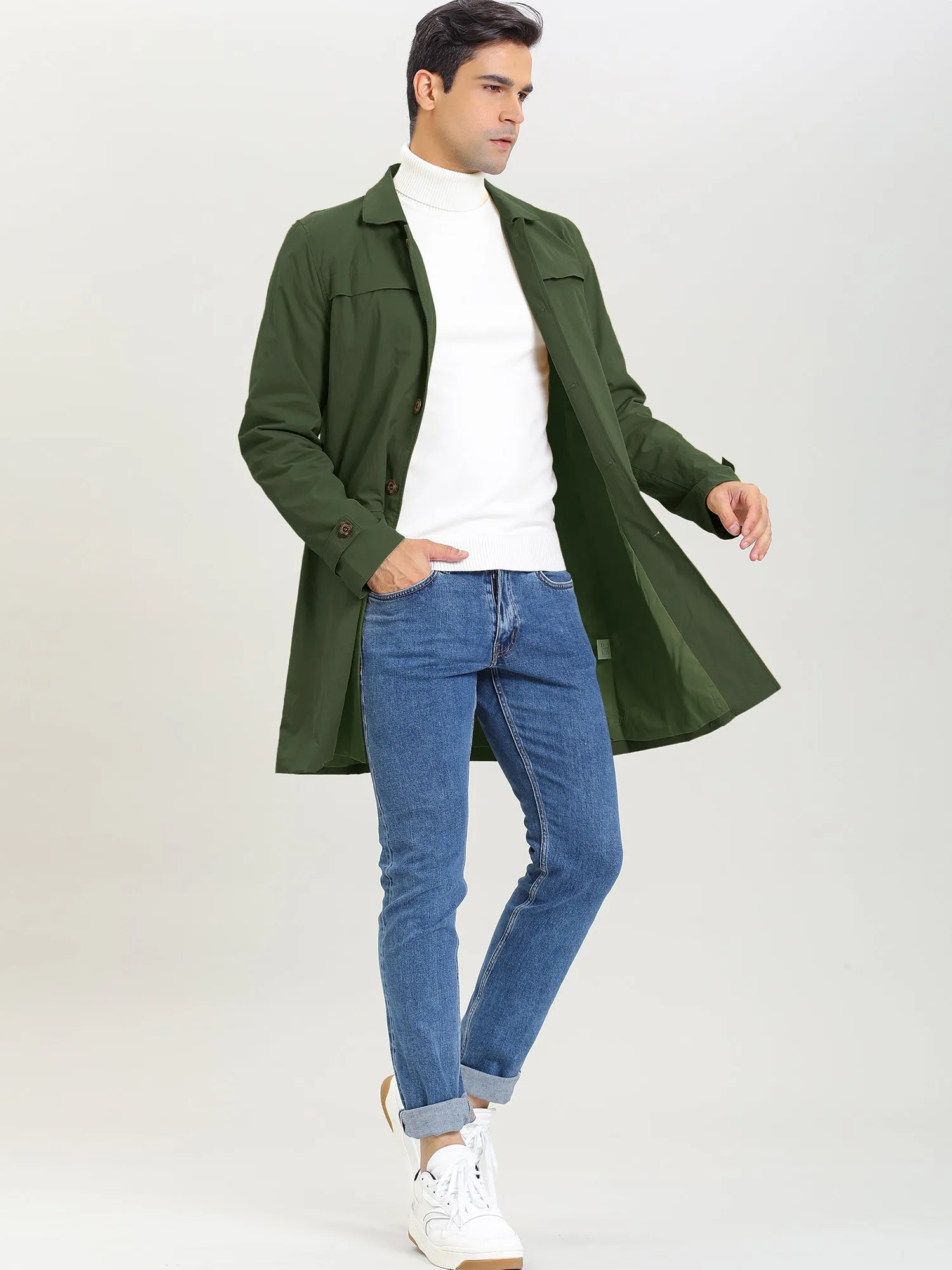 Lightweight Lapel Single Breasted Trench Overcoat