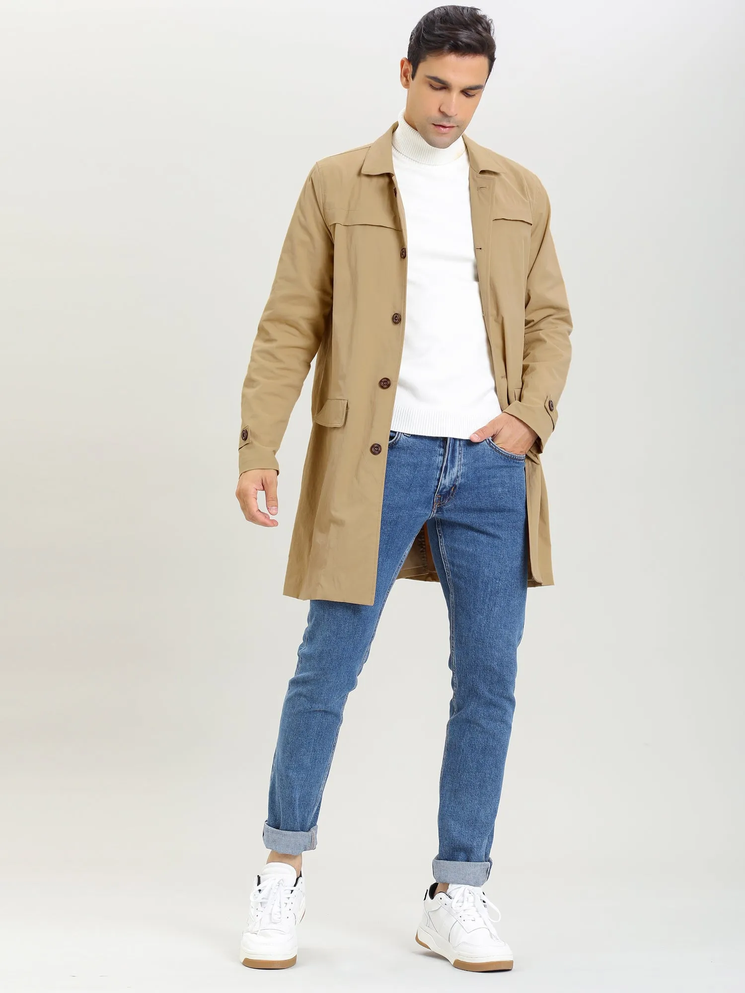 Lightweight Lapel Single Breasted Trench Overcoat