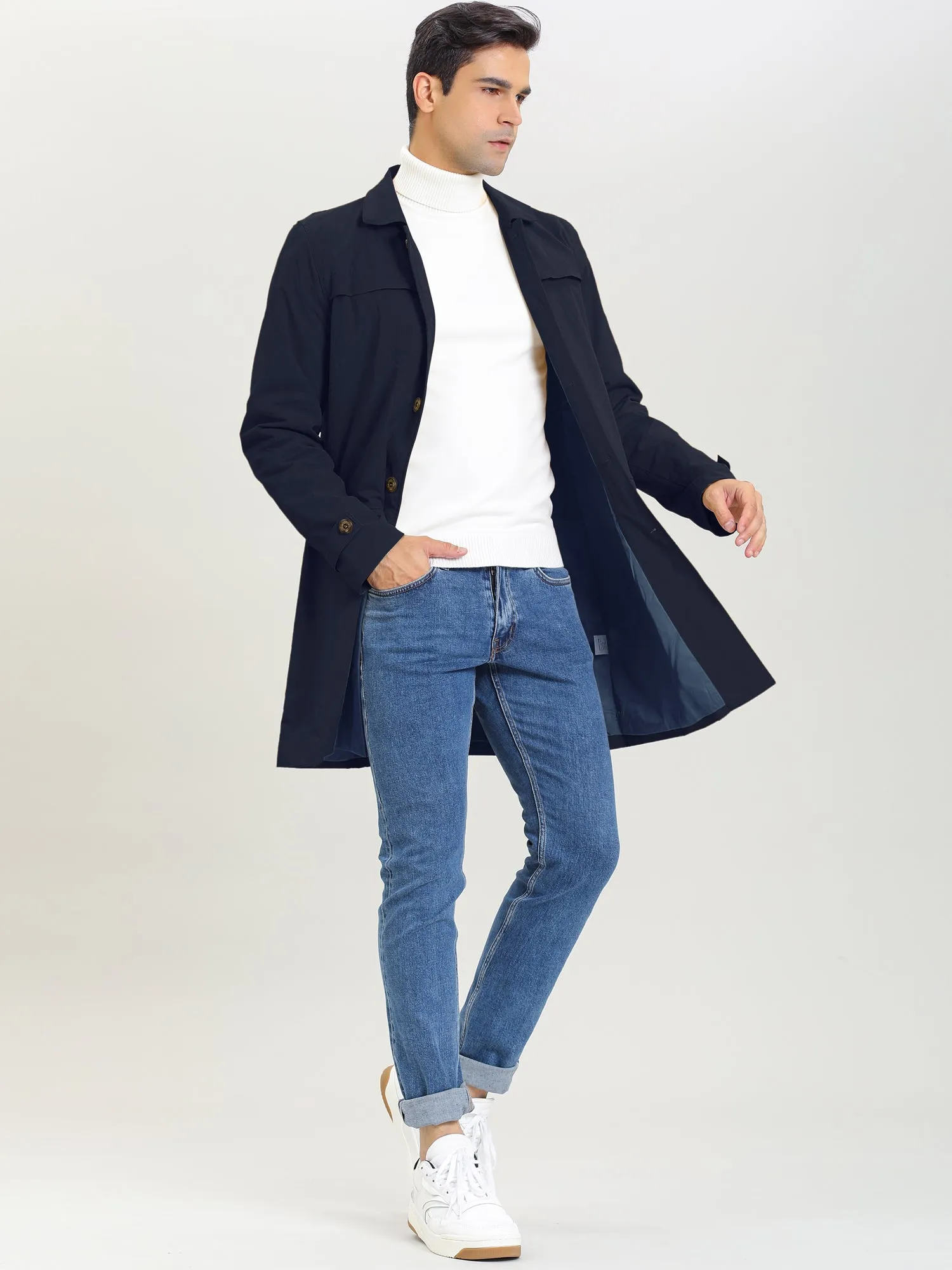 Lightweight Lapel Single Breasted Trench Overcoat