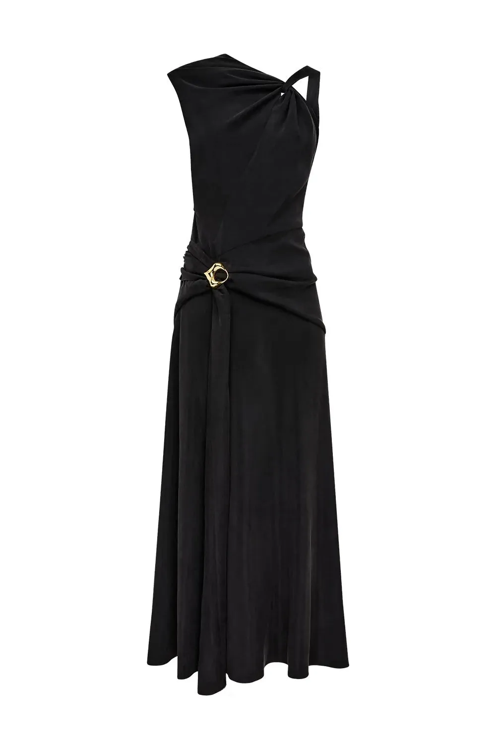 Manning Cartell Dial It Up Drape Midi Dress in Black Size 6