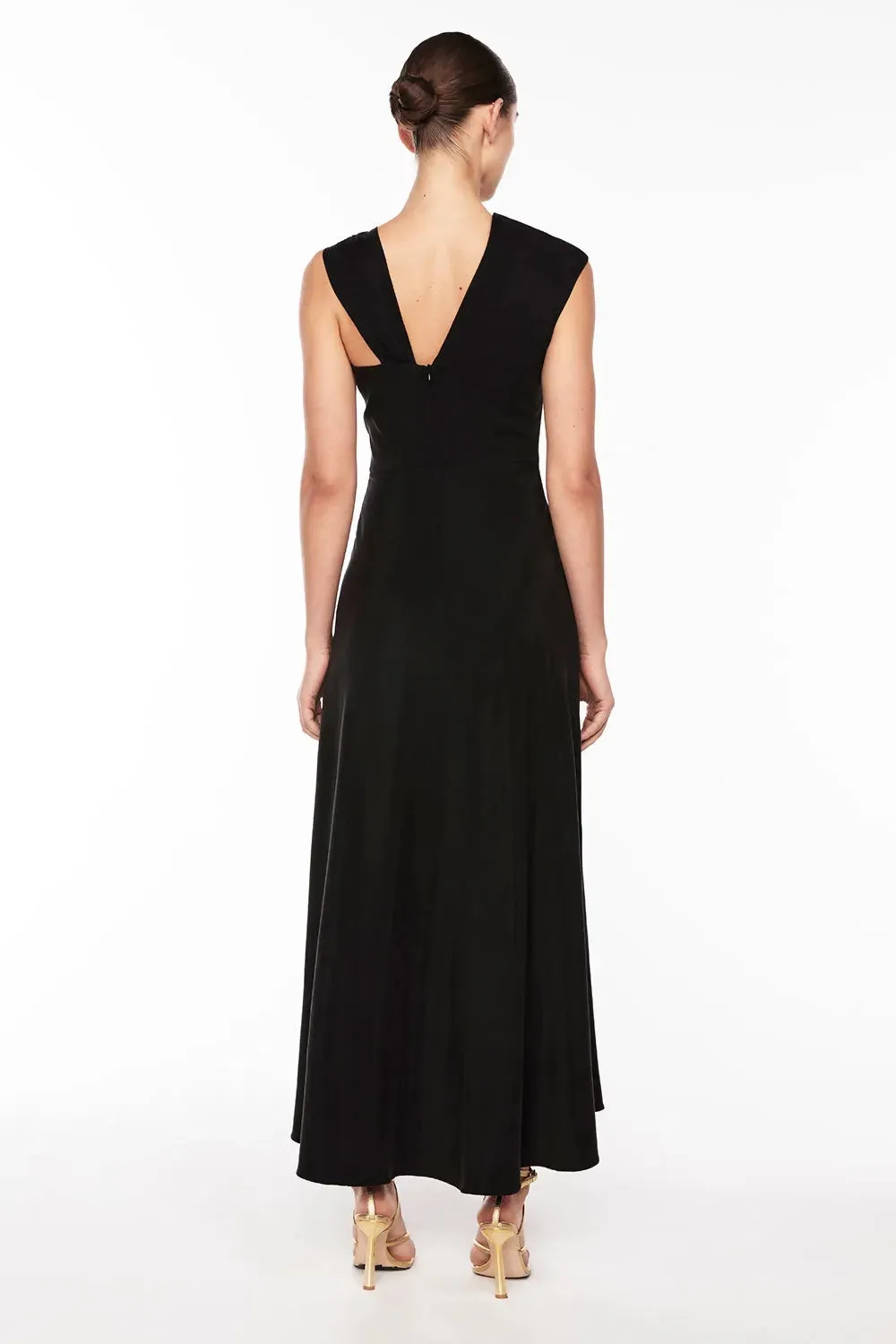 Manning Cartell Dial It Up Drape Midi Dress in Black Size 6