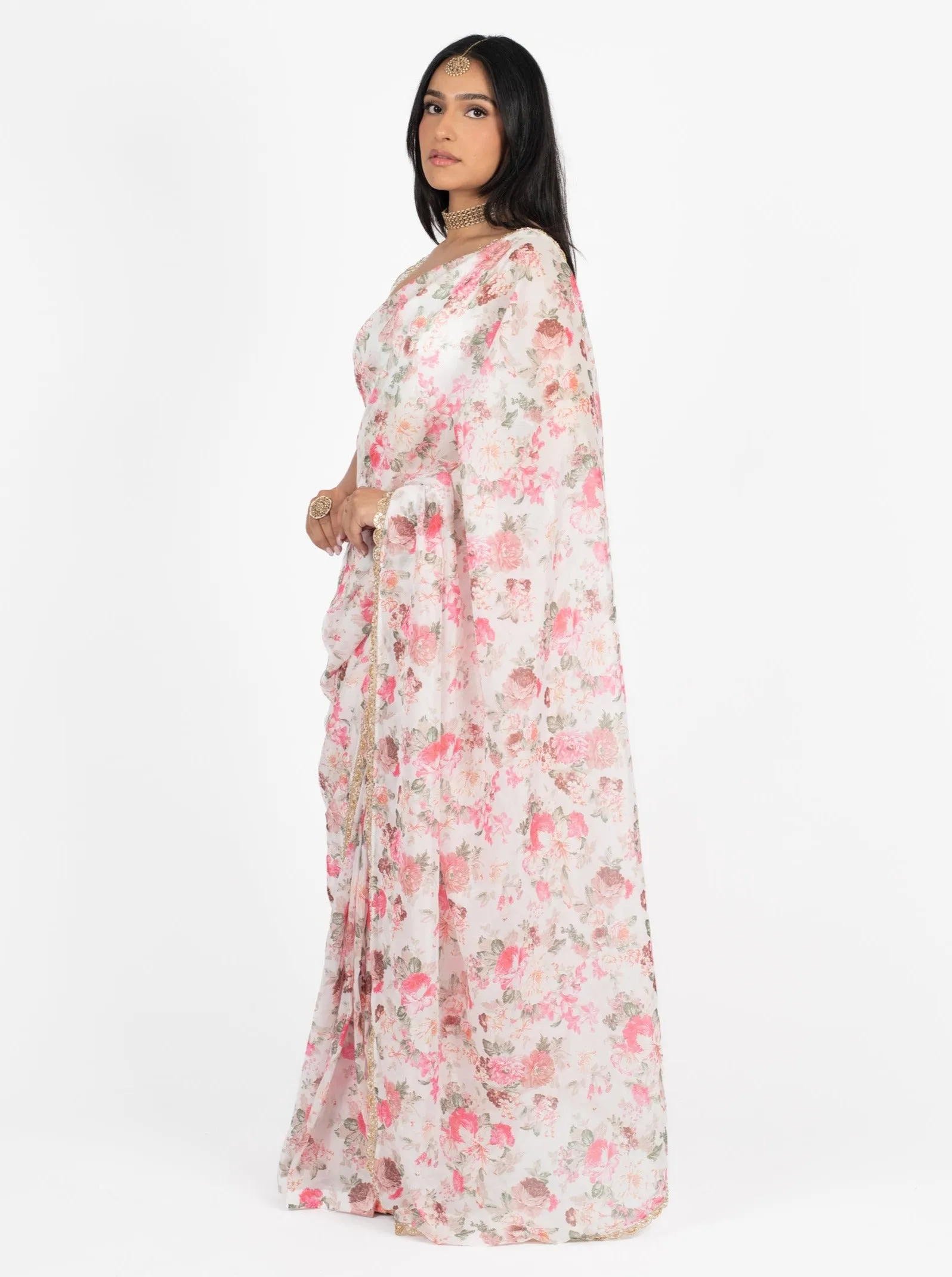 Pink Peony Easy-Drape Saree