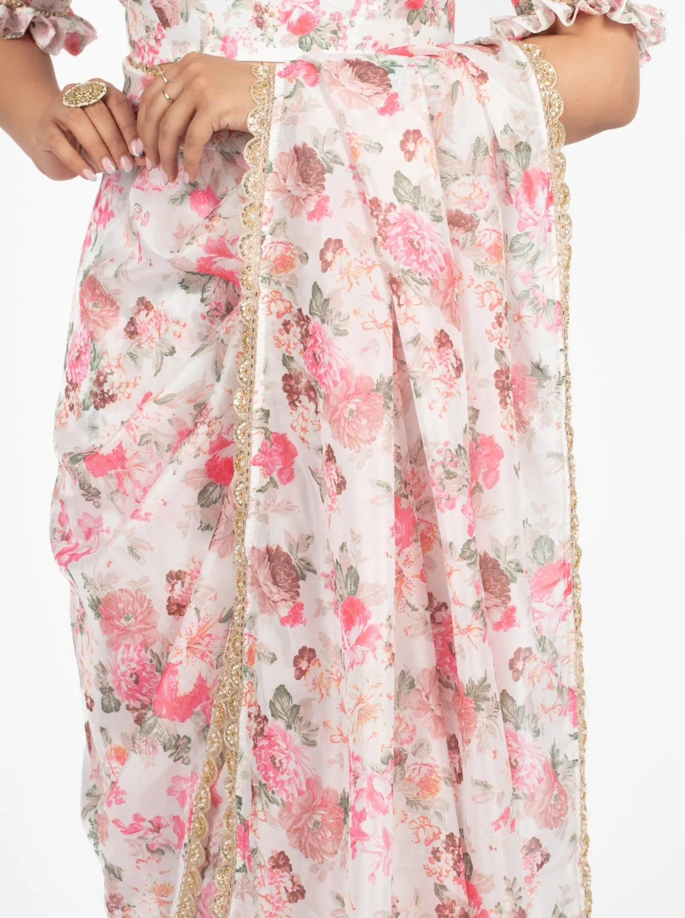 Pink Peony Easy-Drape Saree