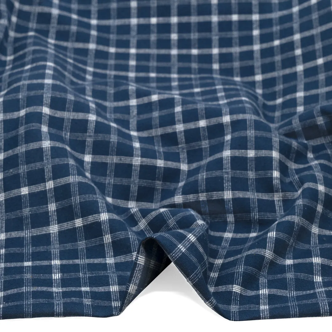 Remnant - 1.1m - Check Classic Cotton Flannel - Deep Ocean/White