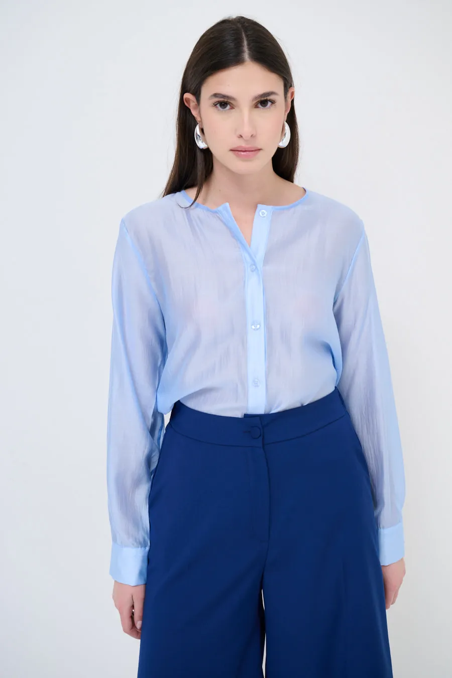 Sheer long-sleeve blouse wholesale
