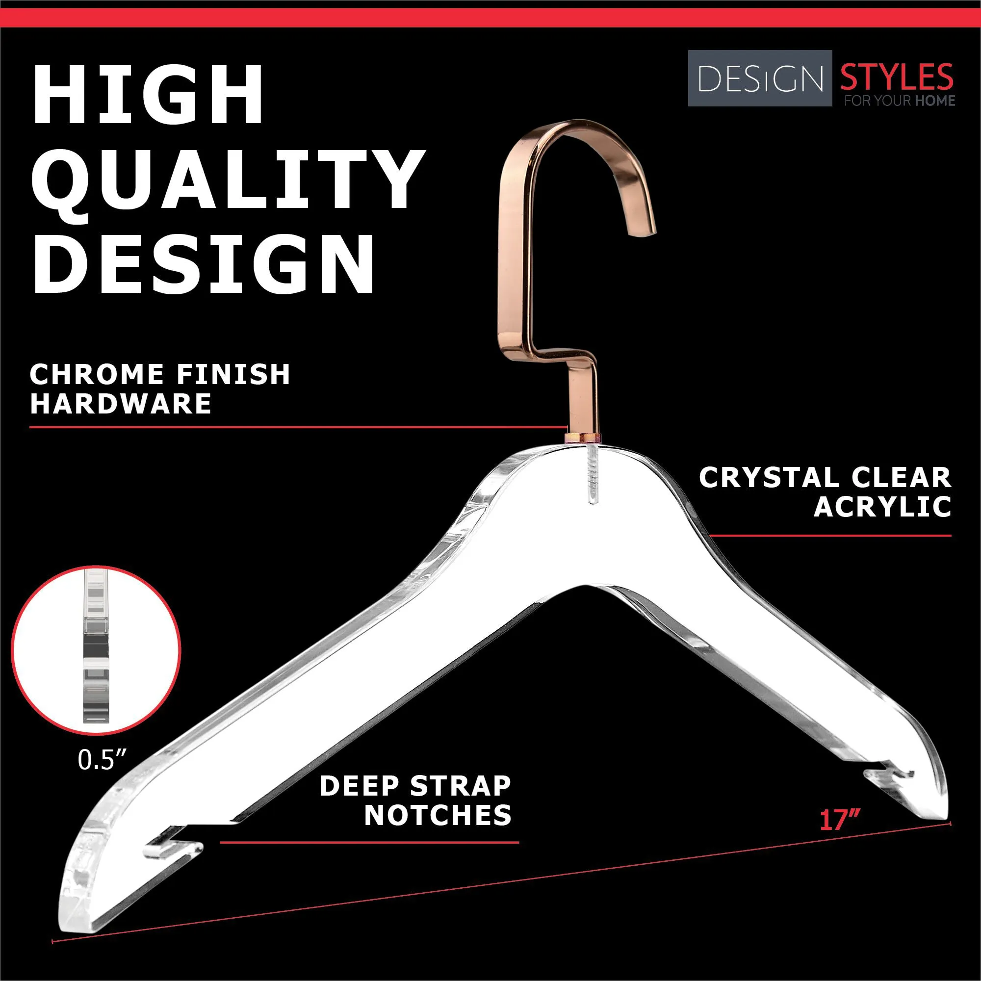 Simply Brilliant Acrylic Hanger with Rose Gold Hook