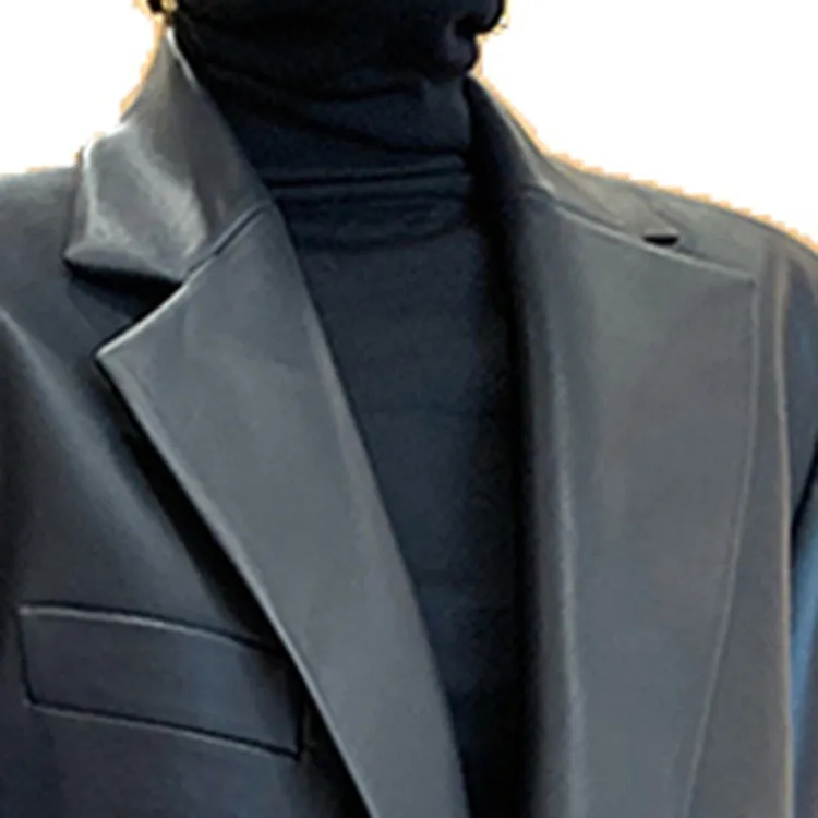 Spring fall leather jackets for women long sleeve Leather coat women Black soft light loose faux leather blazer women