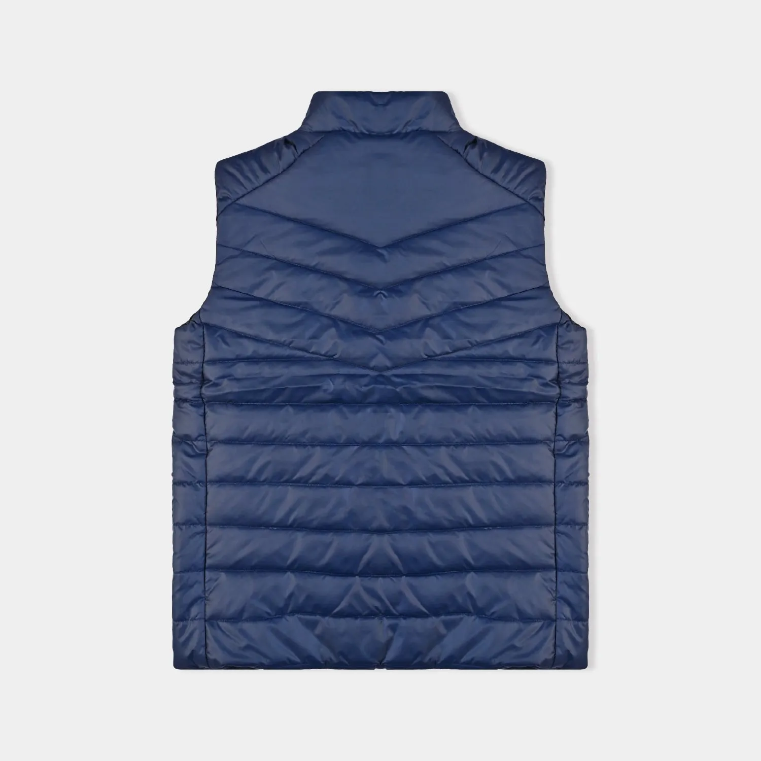 Teens Unisex Mix taffeta Sleeveless Puffer Jacket-NAVY