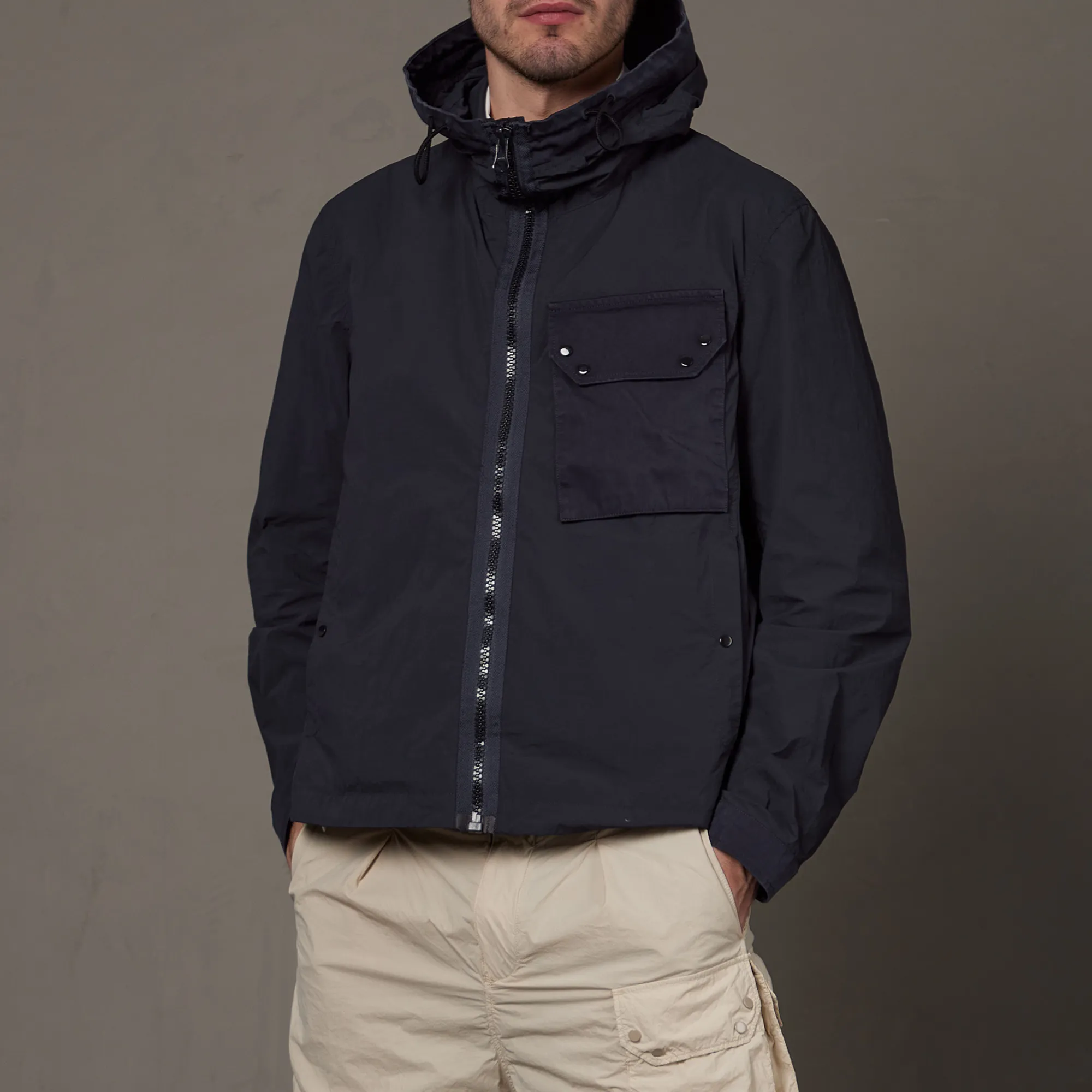 Ten c Hooded Zipped Mid Layer Midnight Navy