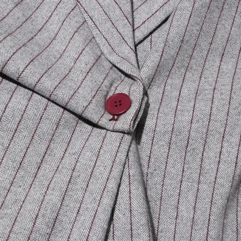 Trend4us Asymmetrical Pinstripe Double-Breasted Blazer