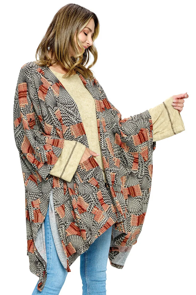 Wrap Abstract Print Loose Fit